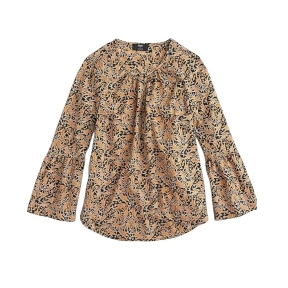 Drake's For J.Crew Giraffe Print Bell Long Sleeve Cotton Pullover Blouse Size 10 - Picture 4 of 12